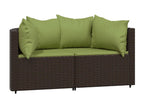 Salon de jardin 3 pcs avec coussins marron résine tressée