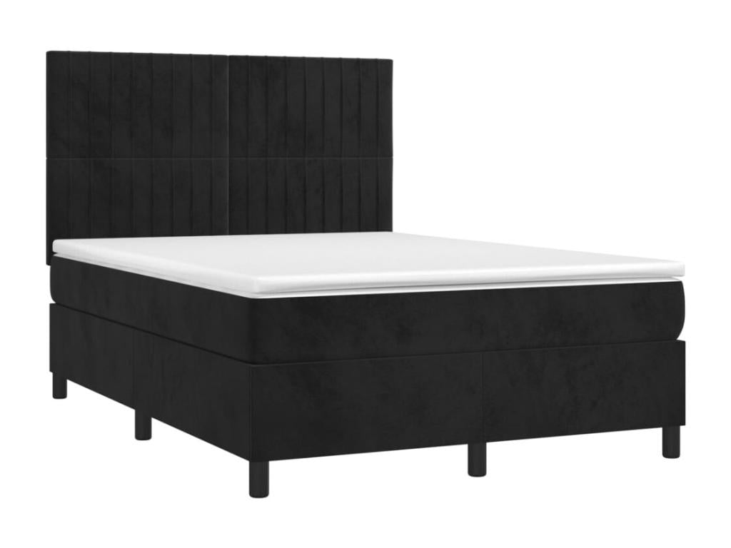 Sommier à Homelumiere de lit matelas et LED Noir 140x200 Velours