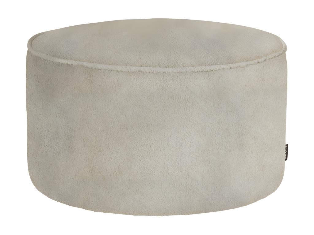 Homelumiere - Pouf rond en tissu bouclette 60cm - Blanc cassé