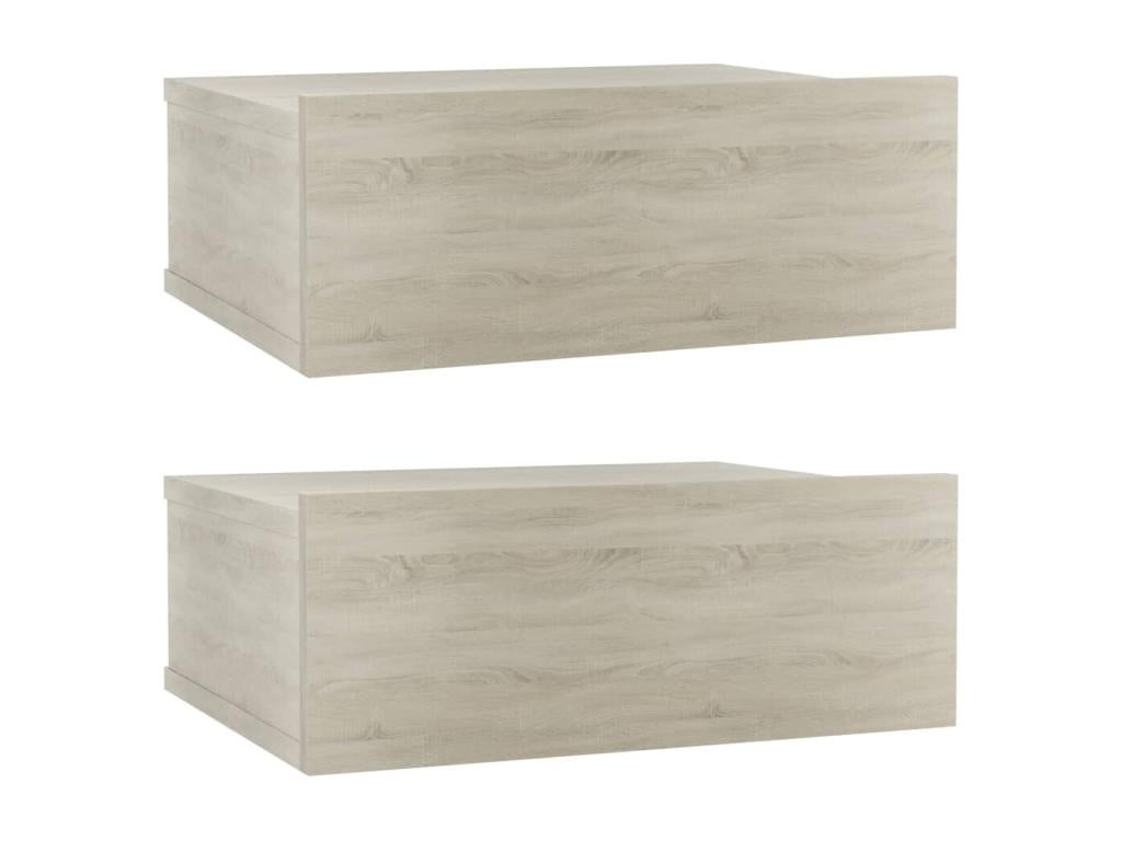 Tables de chevet flottantes 2 pcs Chêne Homelumiere Bois ingénierie