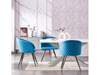 Homelumiere - Lot de 4 Fauteuils Chaises de Salle à Manger en Velours - Pieds Noirs et Dorés en Acier Inoxydable - Bleu