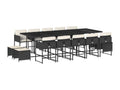 Ensemble à manger de jardin 15 pièces coussins noir résine tressée