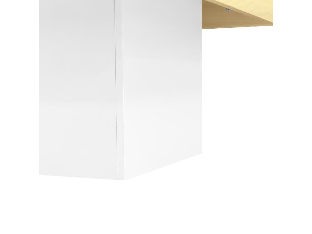 Table basse carrée avec LED - Blanc / Naturel