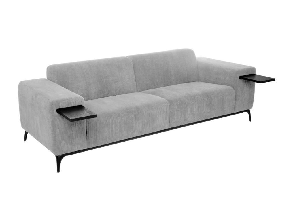 Canapé 3 Places Velours Côtelé Homelumiere 230cm Gris