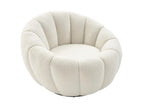 Fauteuil coquillage pivotant en tissu bouclette blanc Homelumiere