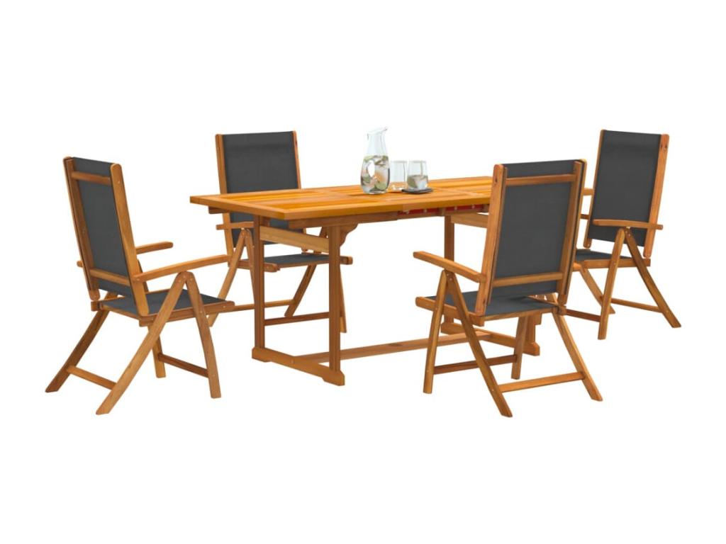 Ensemble à manger de jardin 5 pièces bois d'Homelumiere solide textilène