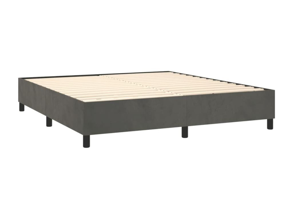 Lit à sommier tapissier et matelas Gris foncé 200x200cm Velours