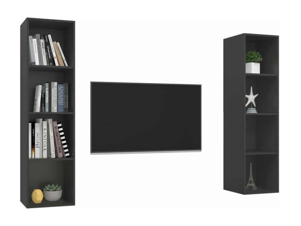 Meubles TV muraux 2 pièces Gris Aggloméré