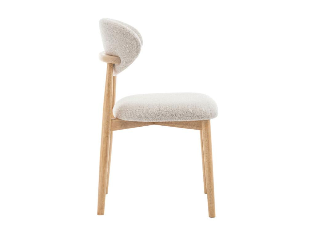 Homelumiere - Lot de 2 chaises en tissu bouclette et bois - Beige