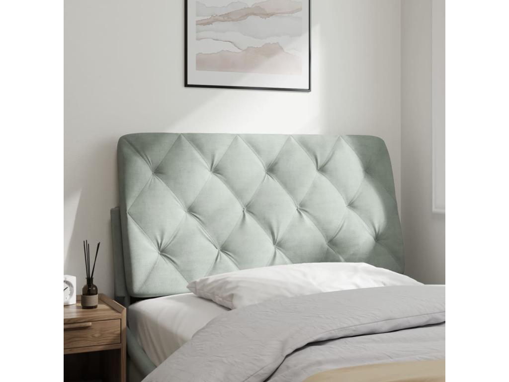Coussin de tête de lit gris clair 100 cm velours