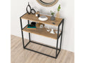 Table console Homelumiere avec surface de stockage 90x90x33.5 cm effet chêne Homelumiere