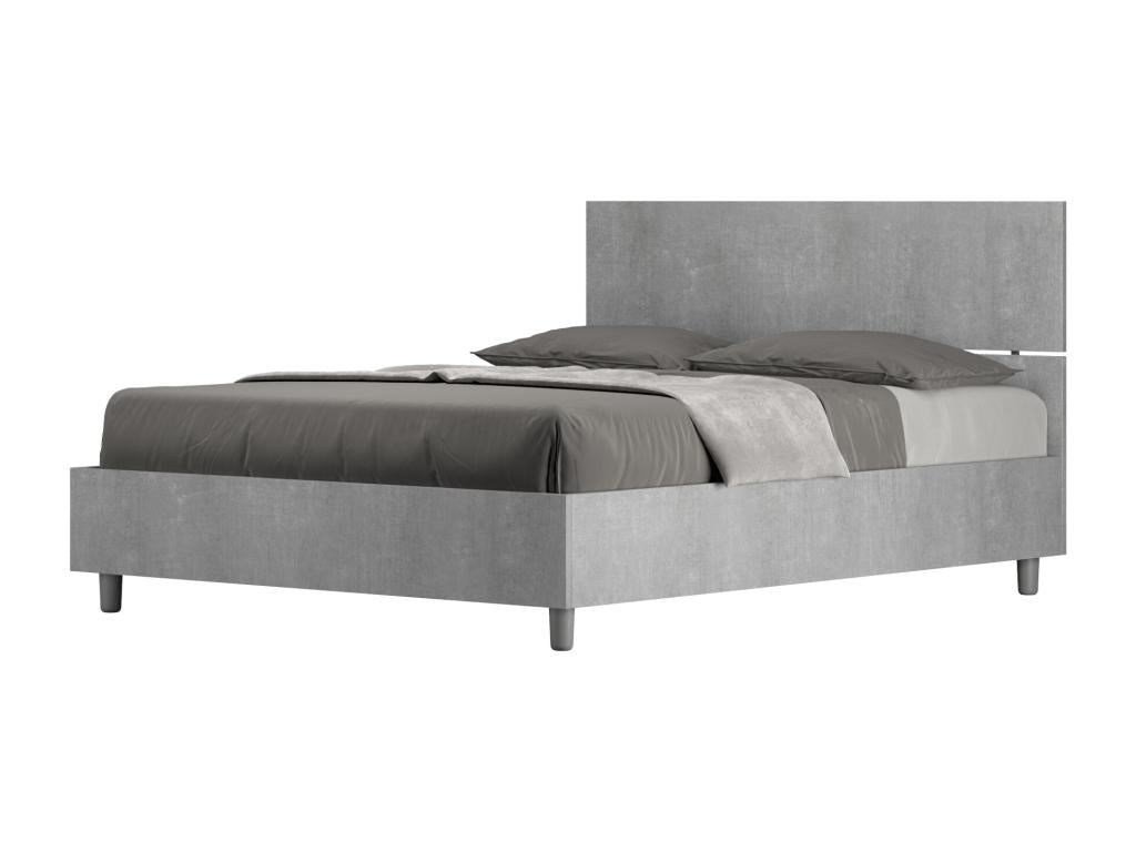 Lit double coffre 140x200 tête de lit droite gris béton Homelumiere