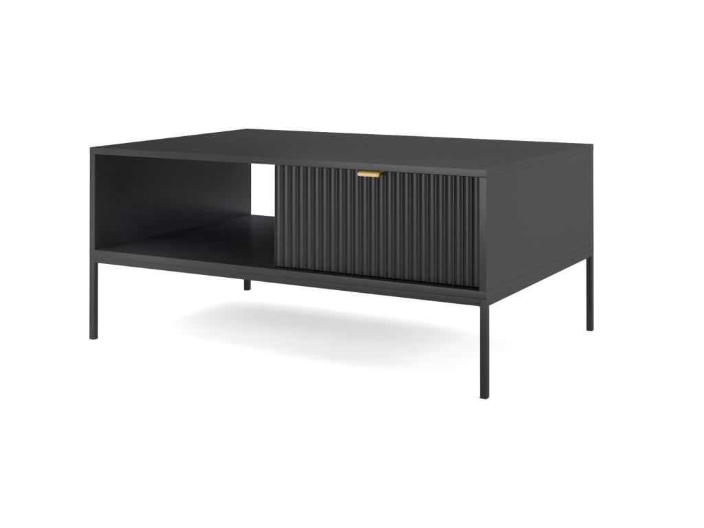 Table basse - 104x68 cm - noir avec pieds noirs - Delimoa 75157NEIF