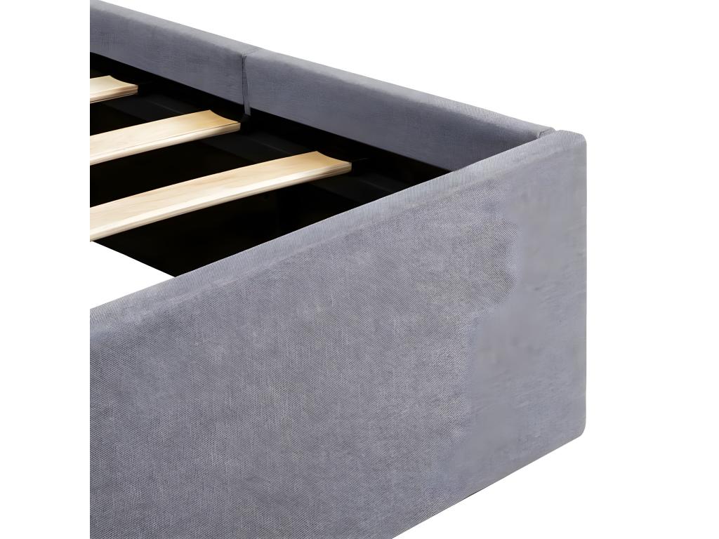 Lit à stockage avec LED Gris clair Tissu 120x200