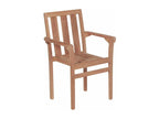 Chaises de jardin empilables avec coussins lot de 4 Teck solide