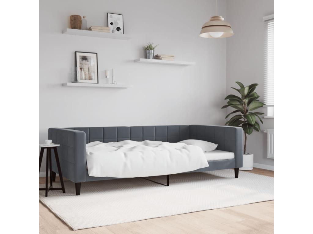 Lit de repos gris foncé 100x200 cm velours