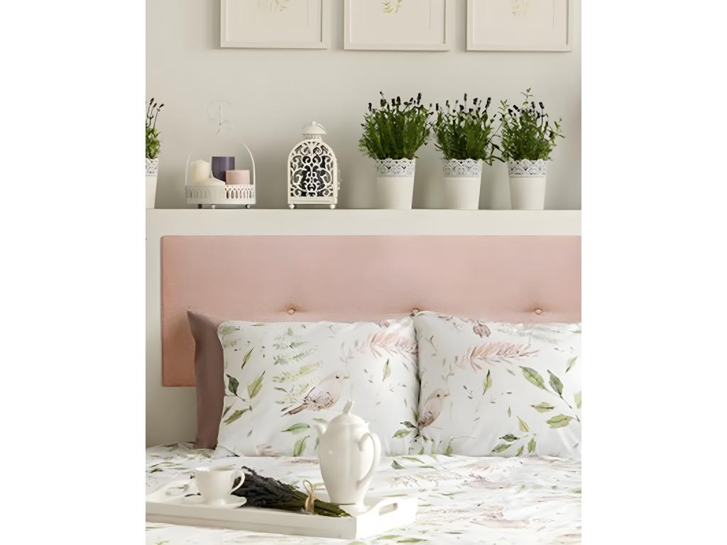 Tête de lit tapissée boutons rose 180x60cm - Homelumiere
