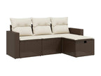 Salon de jardin 4 pcs avec coussins marron résine tressée