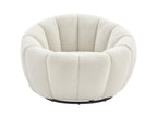 Fauteuil coquillage pivotant en tissu bouclette blanc Homelumiere