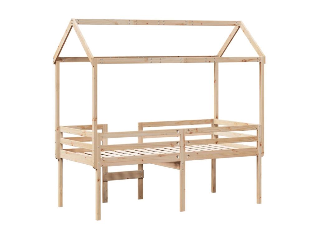 Lit haut sans matelas 90x190 cm bois de pin massif