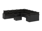 Salon de jardin 11 pcs avec coussins noir résine tressée