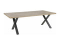Homelumiere - Table Repas Coins Arrondis 200cm Aspect Bois Piètement X Métal Noir
