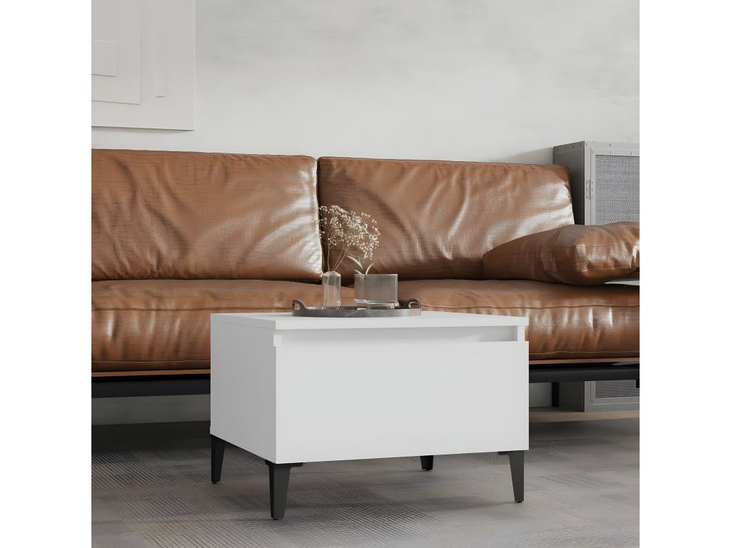 Table d'appoint Blanc 50x46x35 Bois d'ingénierie