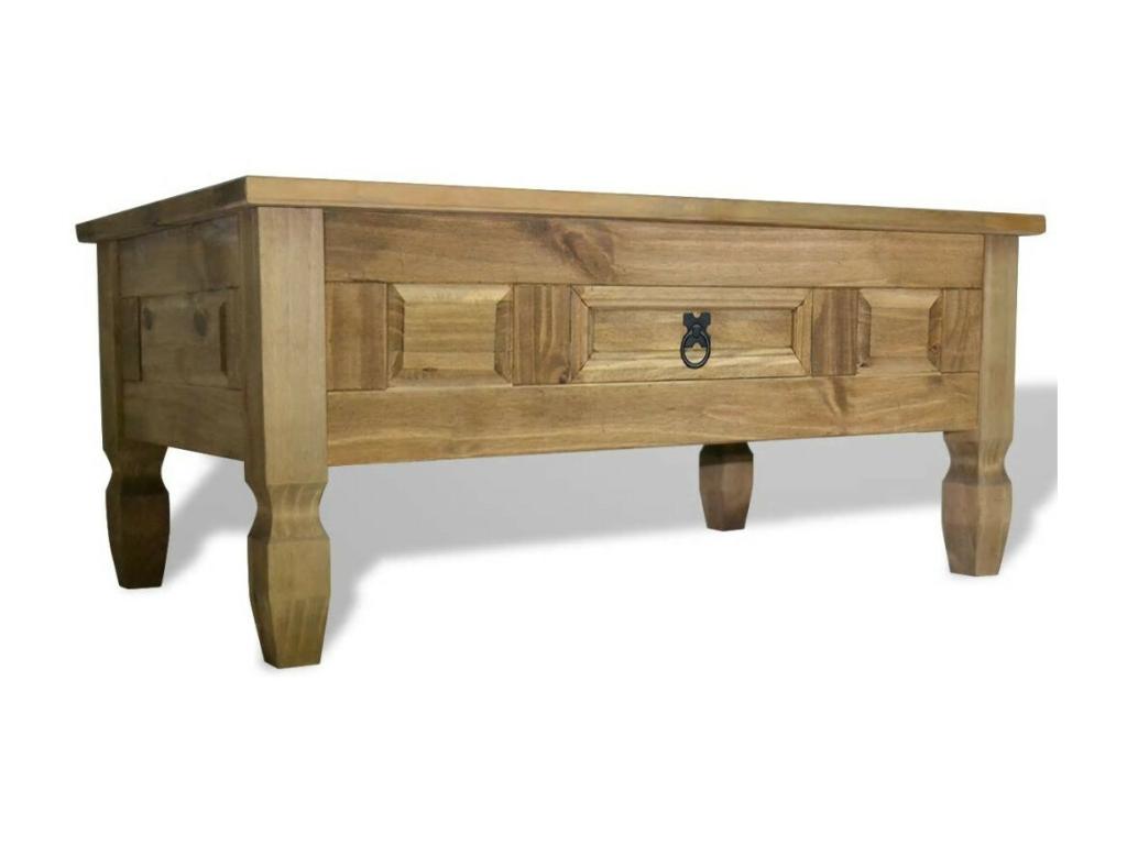 Table basse pin massif naturel Mexica