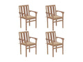 Chaises de jardin empilables avec coussins lot de 4 Teck solide