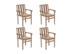 Chaises de jardin empilables avec coussins lot de 4 Teck solide