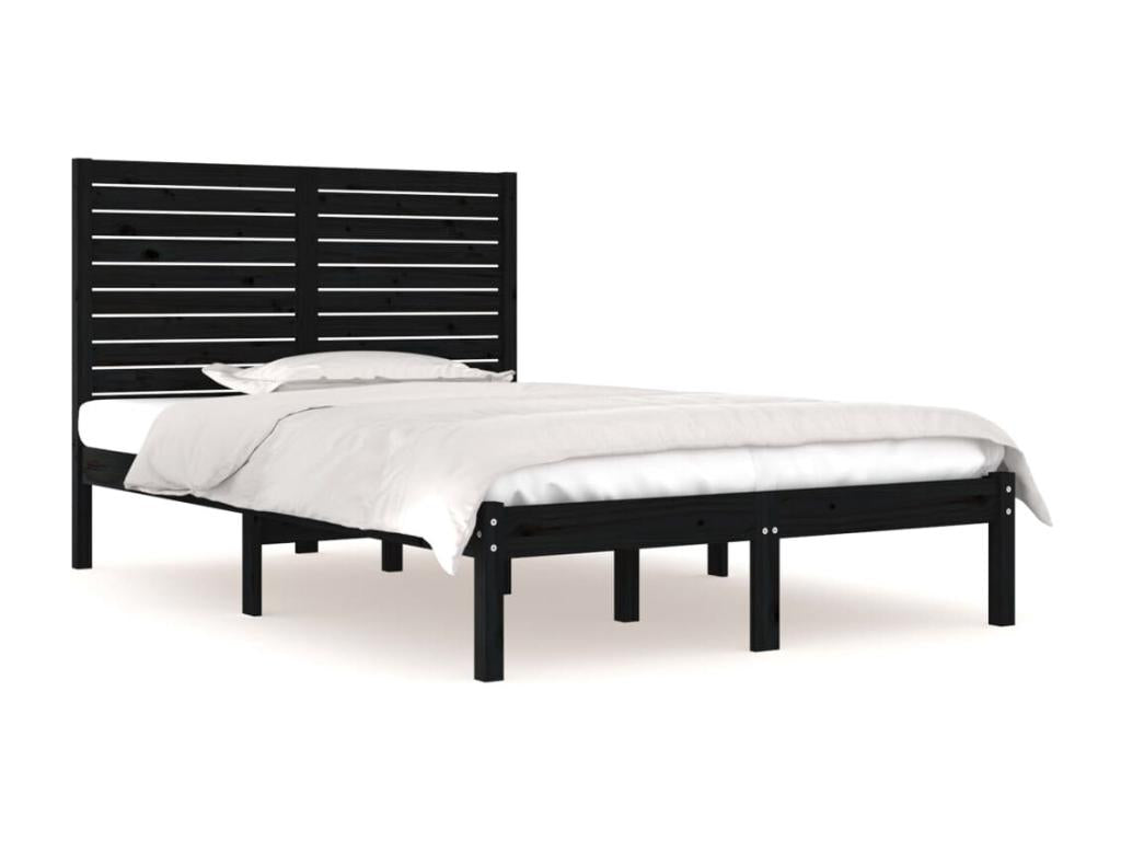 Cadre de lit Noir Bois massif 140x190 cm