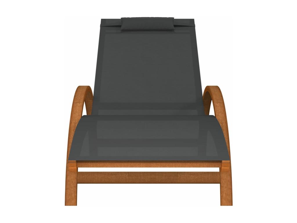 Chaise longue avec coussin gris textilène/bois massif peuplier 04636REEH