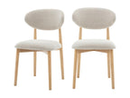 Homelumiere - Lot de 2 chaises en tissu bouclette et bois - Beige