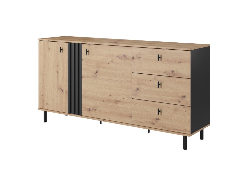 Commode Homelumiere 2D3S 165x40x82 Crème / Noir