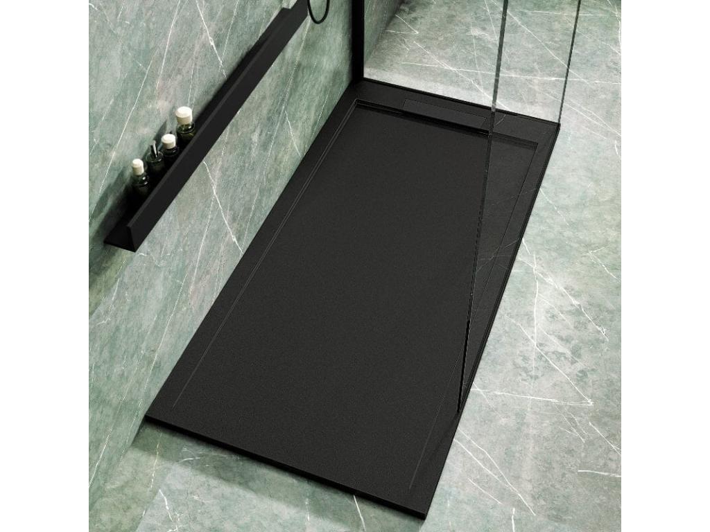 Receveur de douche 70x180cm extra plat Homelumiere en résine surface ardoisée noir