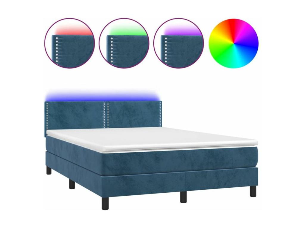 Sommier à Homelumiere de lit avec matelas LED Bleu foncé 140x200