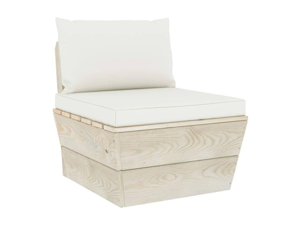 Salon de jardin palette 3 pièces avec coussins Épicéa imprégné