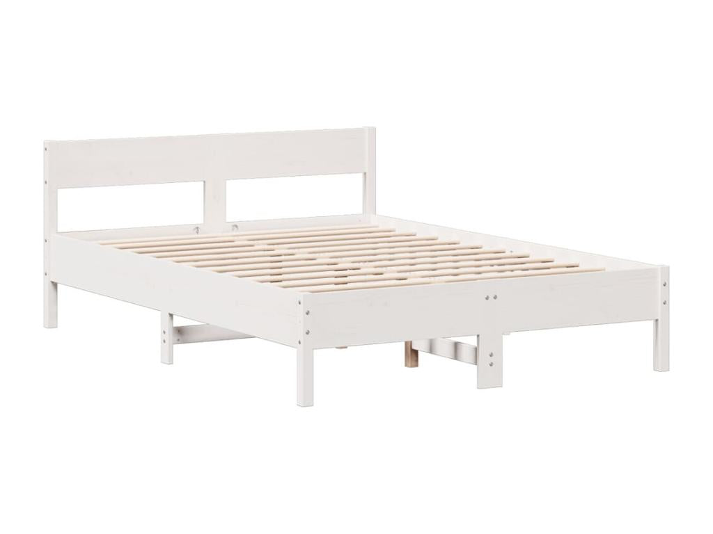 Lit bibliothèque sans matelas blanc 135x190 cm bois pin massif 35187OWLU