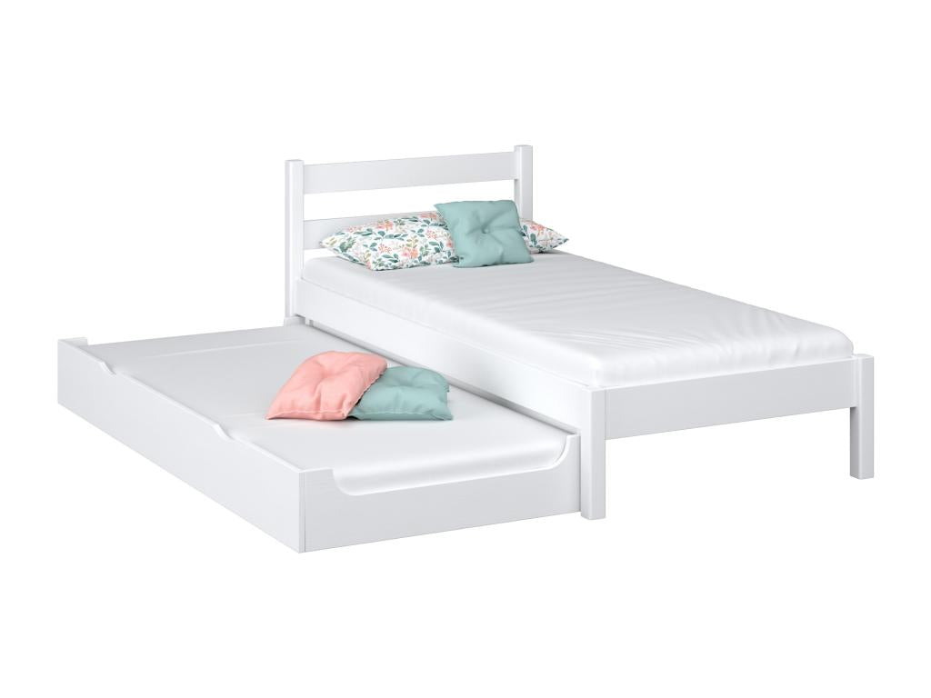 Lit gigogne en bois N01 Blanc 100x190