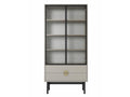 Vitrine haute - 85 cm - avec quatre étagères et tiroirs - Homelumiere gris-beige - Homelumiere