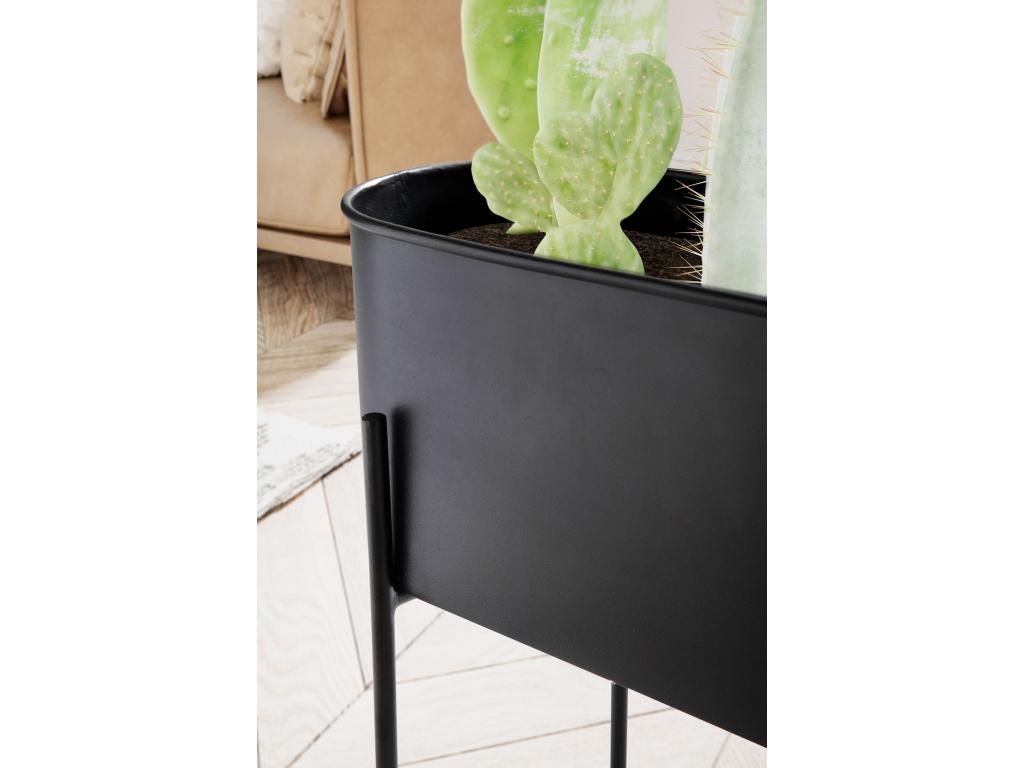 Pot de Fleurs en Métal Massif 51x65x22 cm Noir Jardinière Planteur