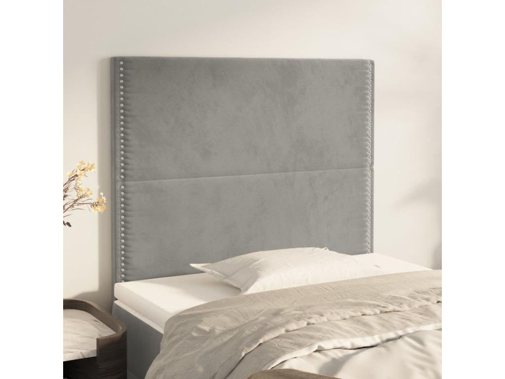 Tête de lit 2 pièces Gris clair 80x5x78/88 cm Velours
