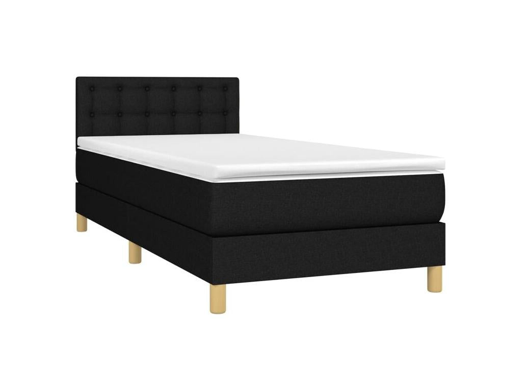 Sommier à Homelumière de lit avec matelas et LED Noir 90x200 Tissu