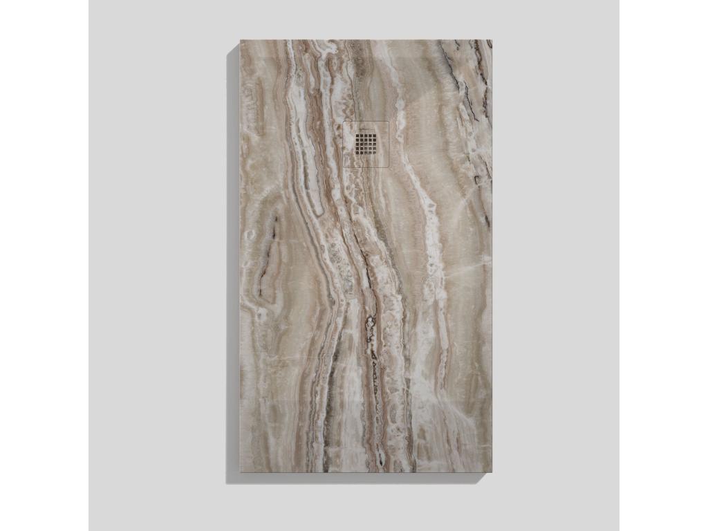 Receveur de douche Travertin brun finition Lisse Homelumiere 3D grille de couleur - 170x70 cm