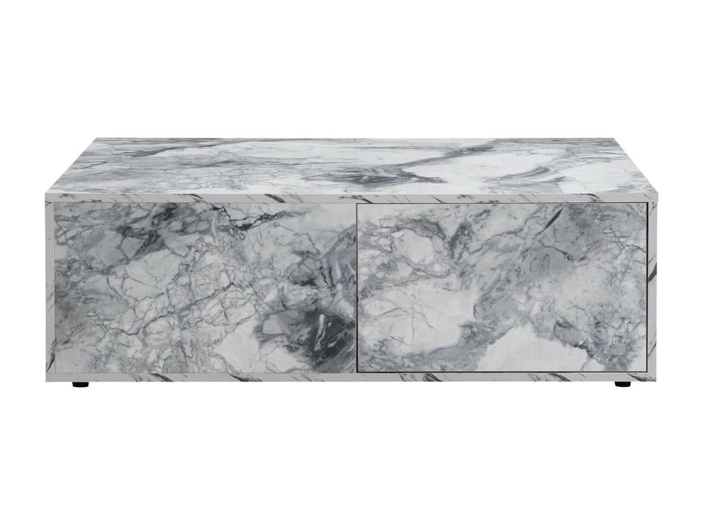 Lot de 2 table basse avec rangement aspect en marbre en MDF table d'appoint de canapé et balcon Blanc 100x70x33.5cm