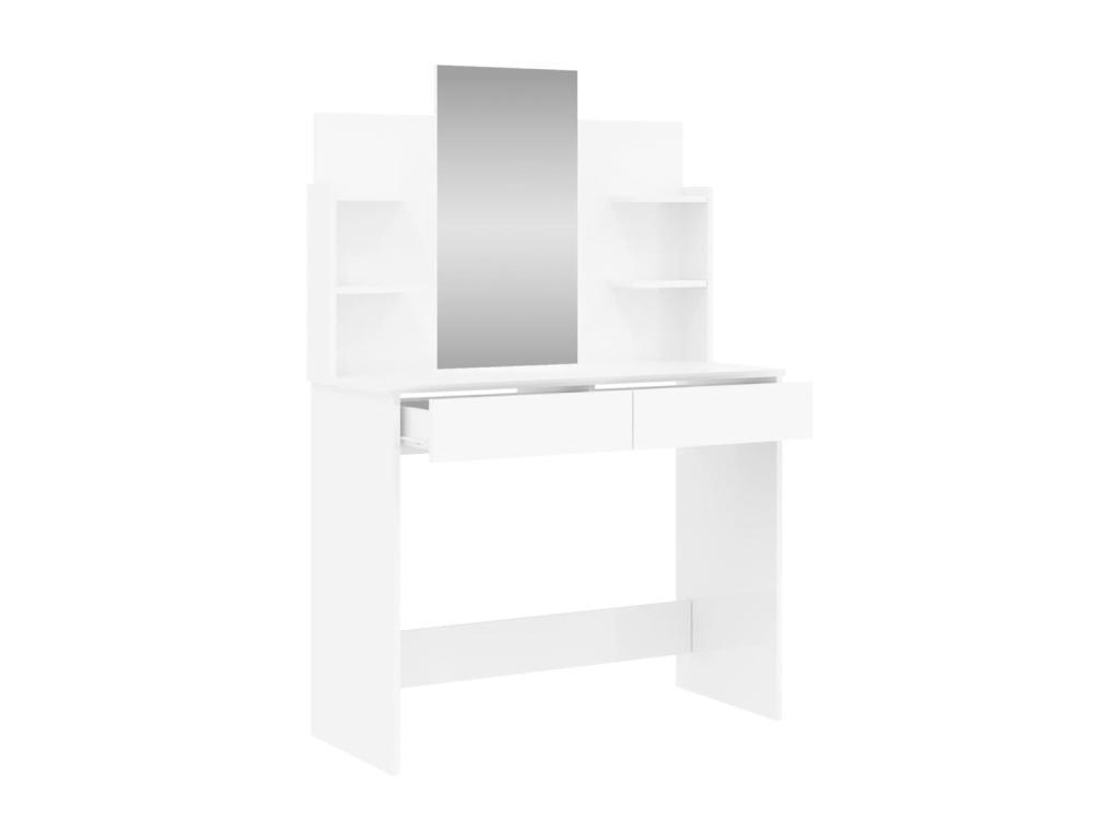 Coiffeuse avec miroir blanc brillant 96x39x142
