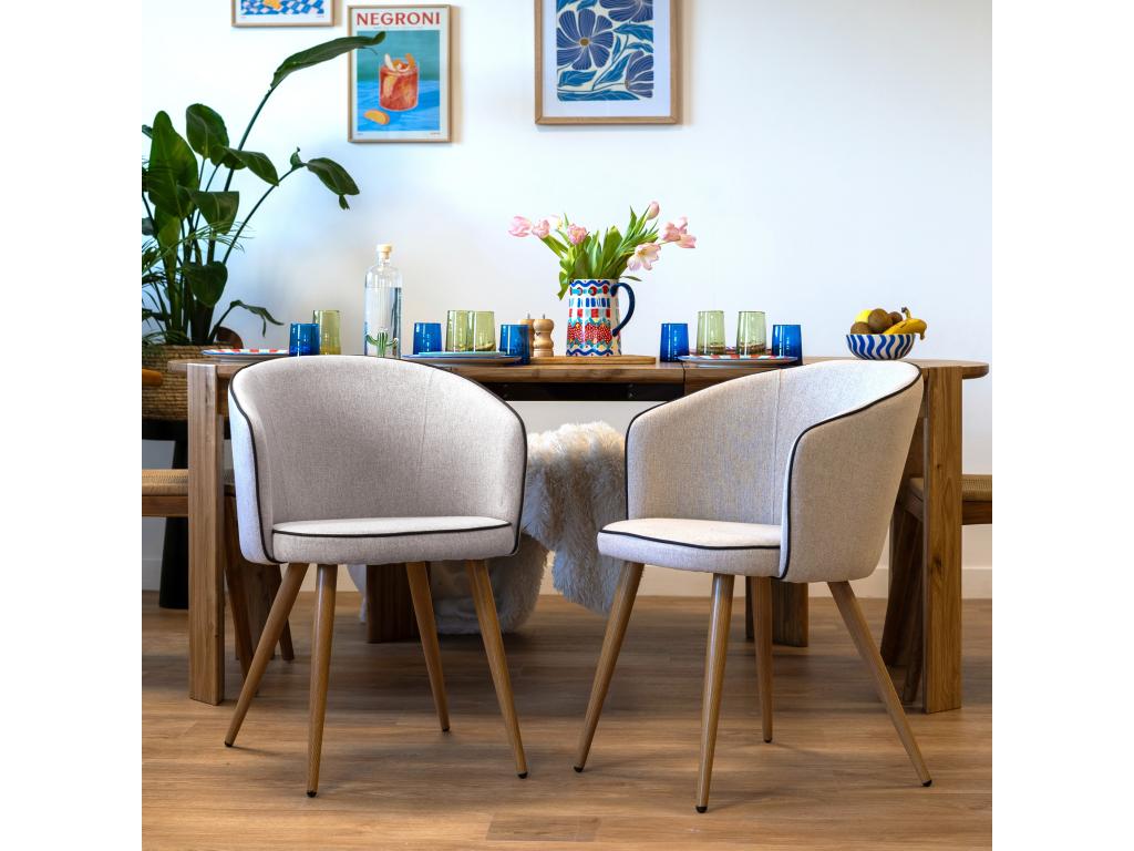 Chaise en tissu beige lot de 2 - Homelumiere
