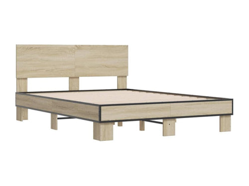 Cadre de lit chêne Homelumiere 120x200 cm bois d'ingénierie et métal