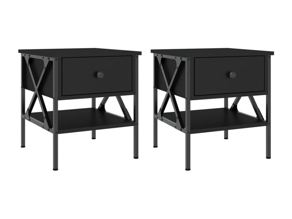 Tables de chevet 2 pcs noir 40x42x45 cm bois d'ingénierie
