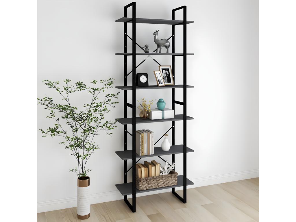 Armoire haute Gris 80x30x210 cm Bois de pin solide